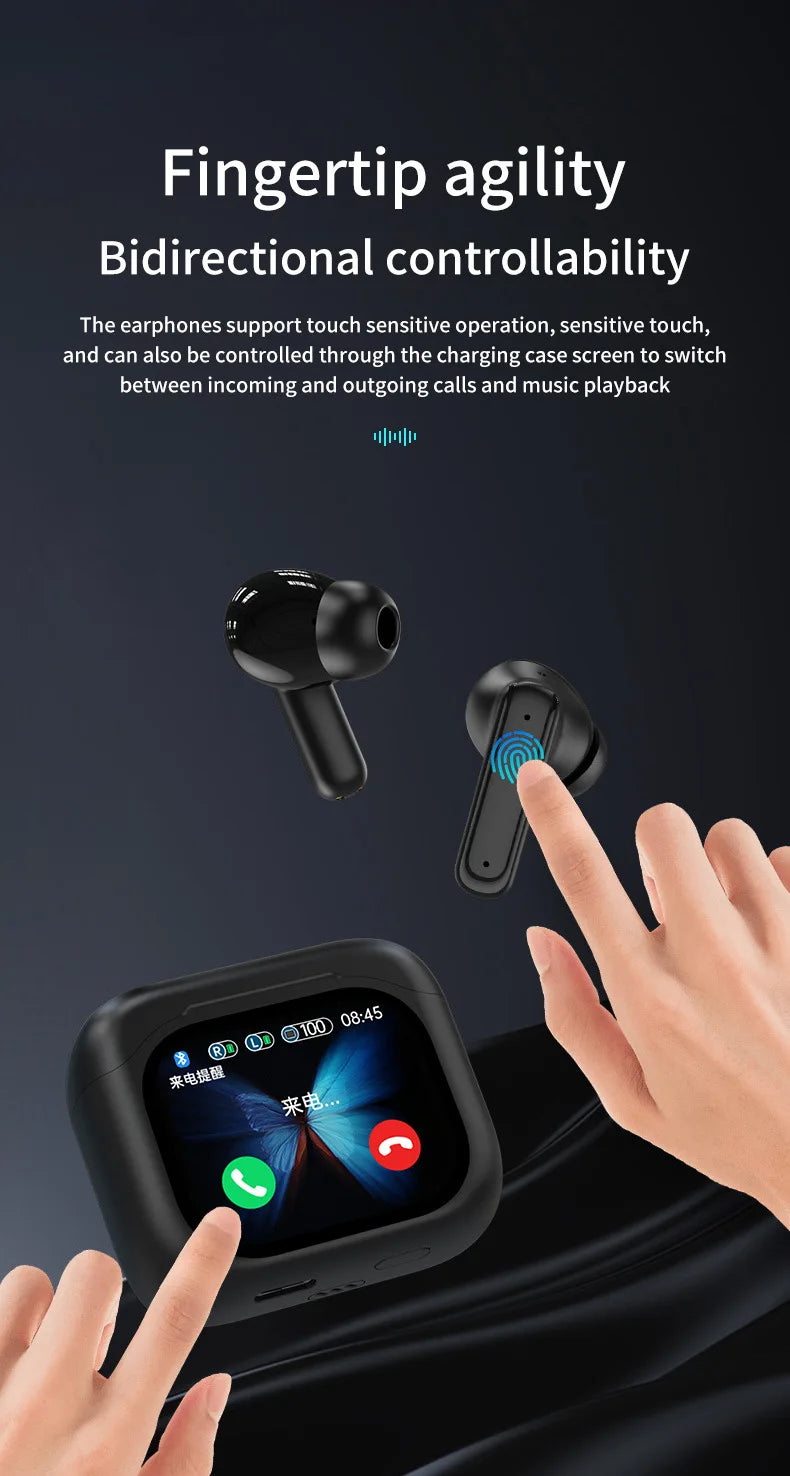BY16 Smart Audio AI Translator Earbuds 150 Online Translation Languages Earbuds Screen Binaural Voice Translating Ear Buds